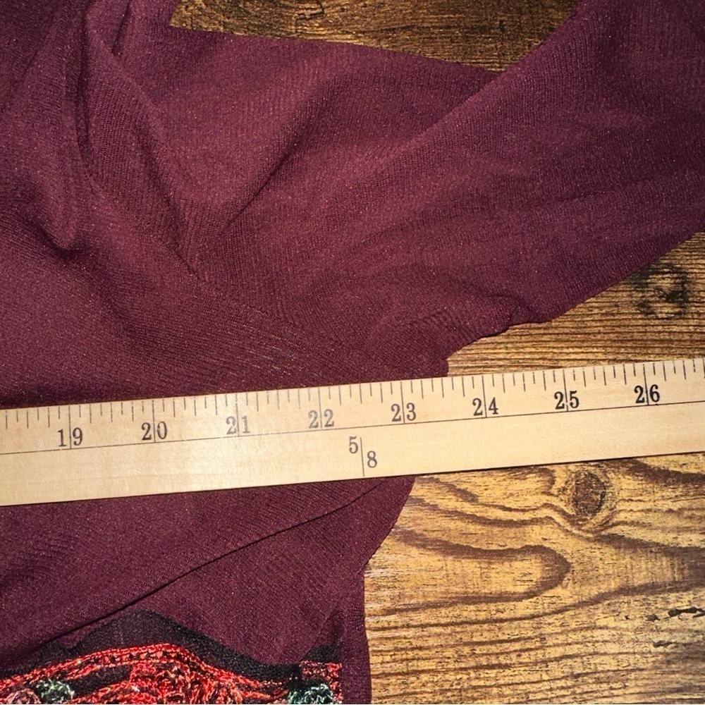 Lane Bryant Top Womens 22/24 Burgundy Blouse Festival Christmas Feminine Boho - Picture 10 of 10